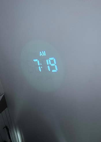 Projection clock displaying time 