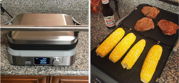 Two reviewer image of the silver and black grill 