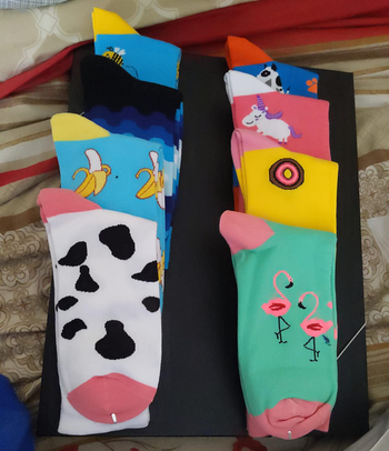 Reviewer image of right pairs oof socks