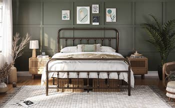 the Victorian-style bed in bronze