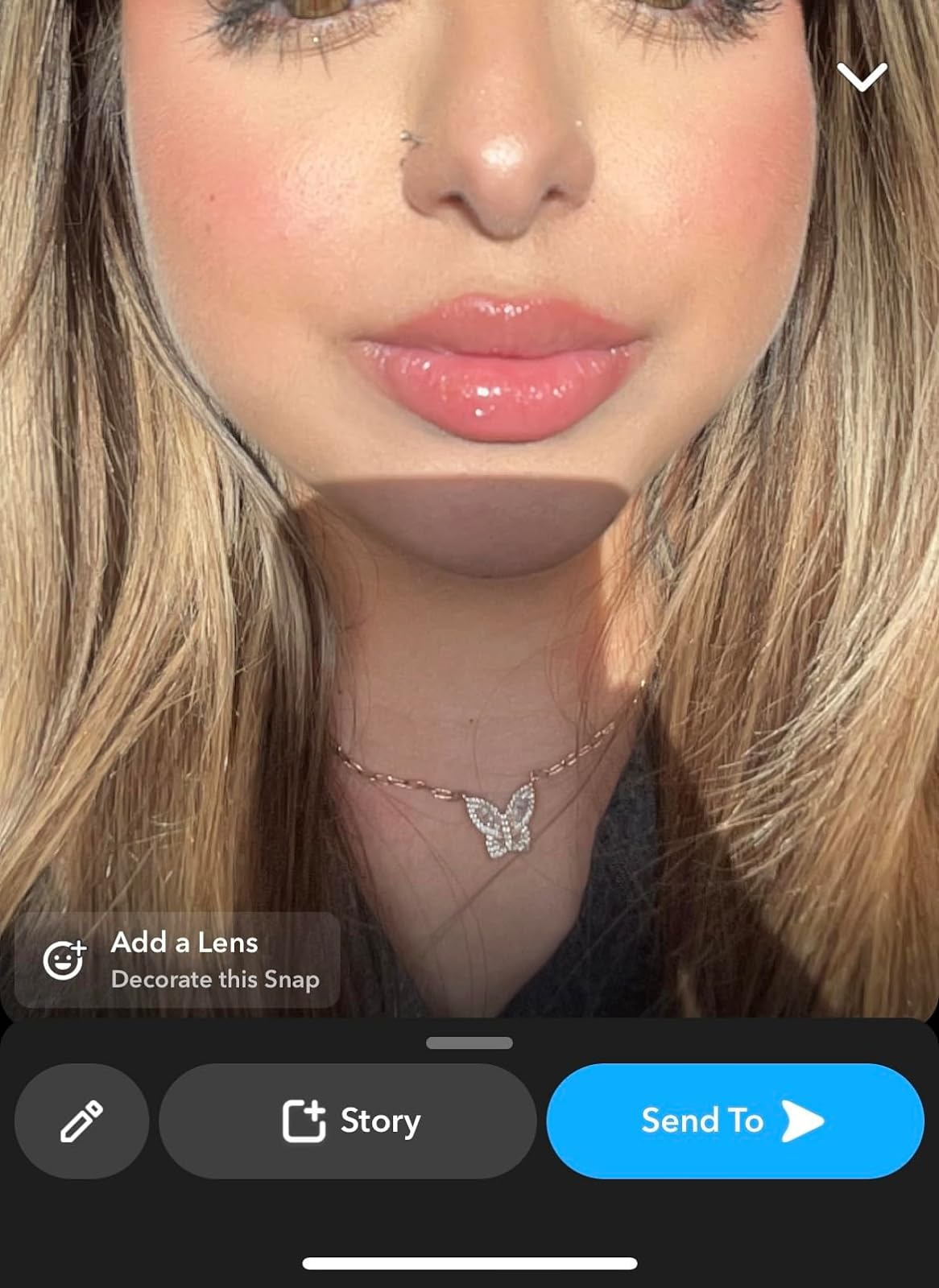 close up of reviewers lips with lip balm on