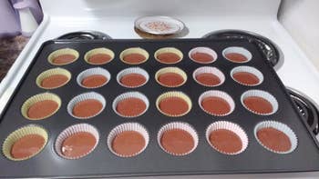evenly distributed cupcake batter
