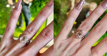 reviewer photos showing a dull looking ring on top and the ring looking much shinier on the bottom after being cleaned