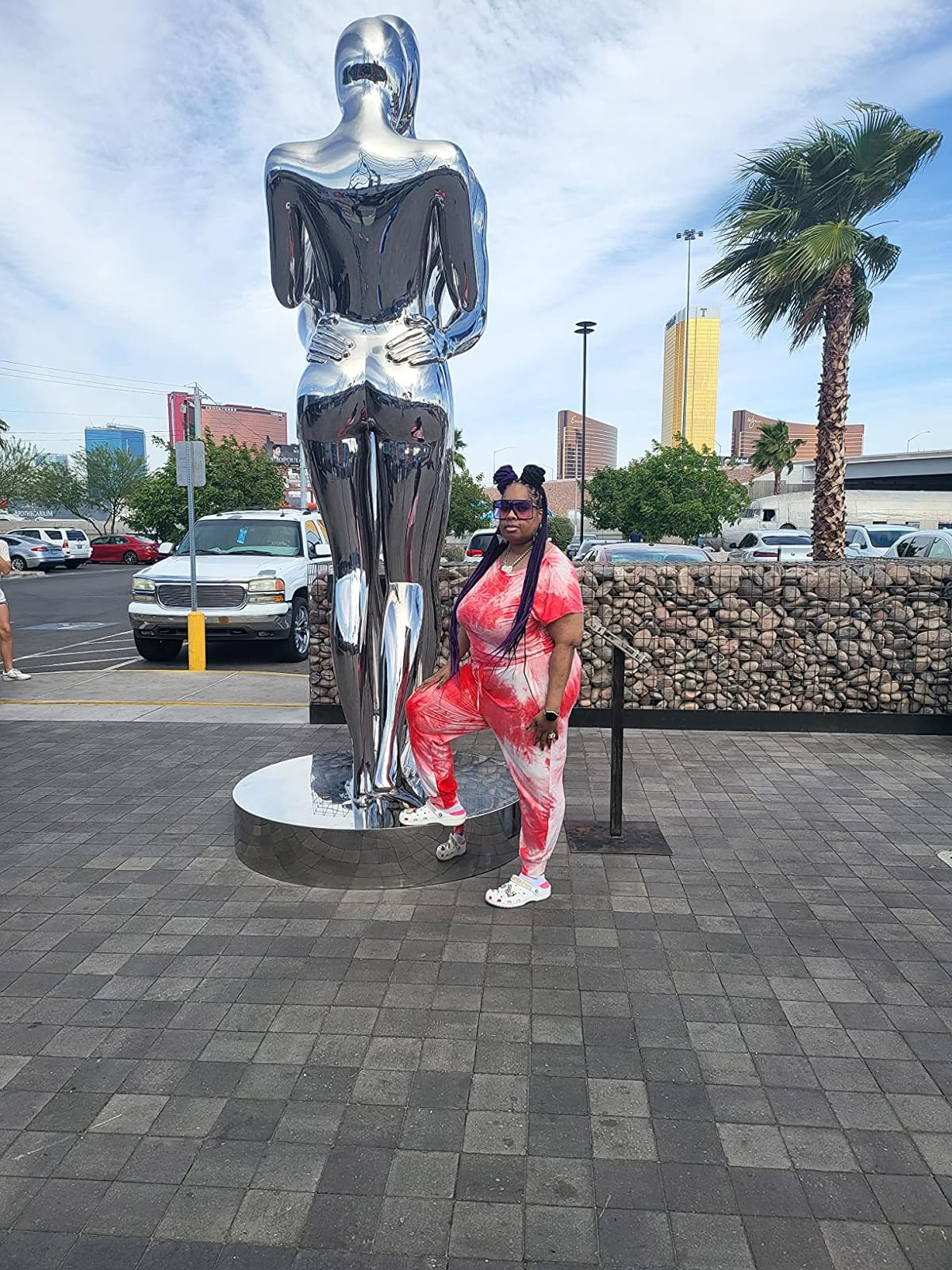 reviewer successful  reddish  and achromatic  tie-dye jumpsuit