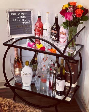 reviewers decorated bar cart with a black frame