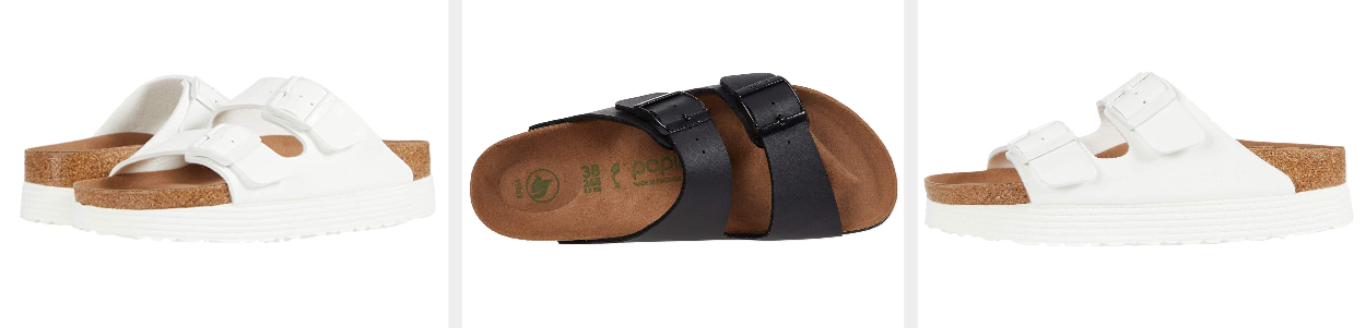 Three images of Birkenstock sandals