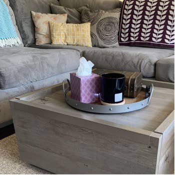 reviewer photo of gray block coffee table