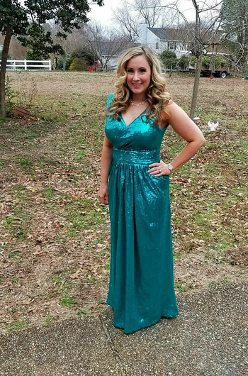 reviewer wearing the green version