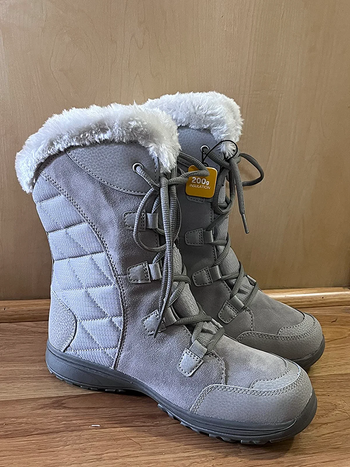 reviewer image of the boots in grey