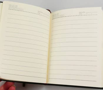 The inside of the lined journal 