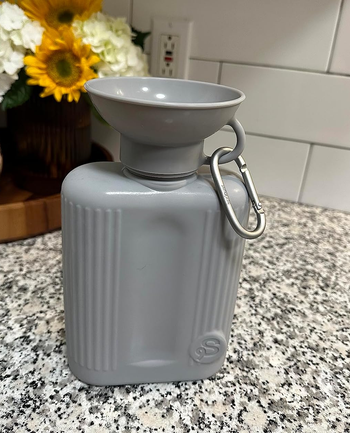 a reviewer photo of the bottle in gray 