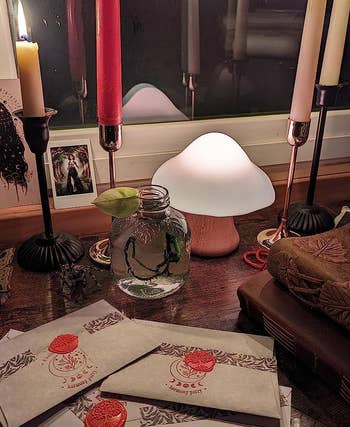 the little mushroom lamp on a desk