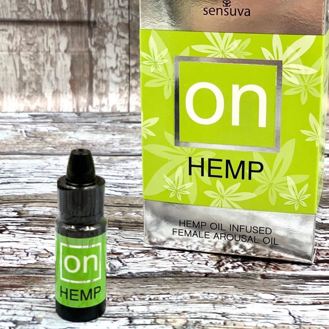 Black and green bottle of Sensuva On hemp oil infused arousal oil