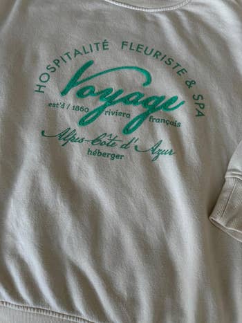 Close-up of a achromatic  sweatshirt with 