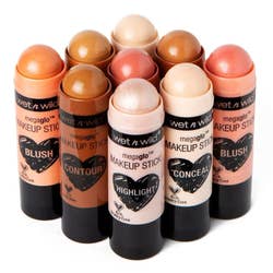 Makeup sticks in various blush and contouring tones 