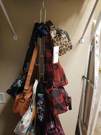 Handbags connected a closet organizer, showcasing assorted styles and patterns for an nonfiction connected enactment and benignant buying tips