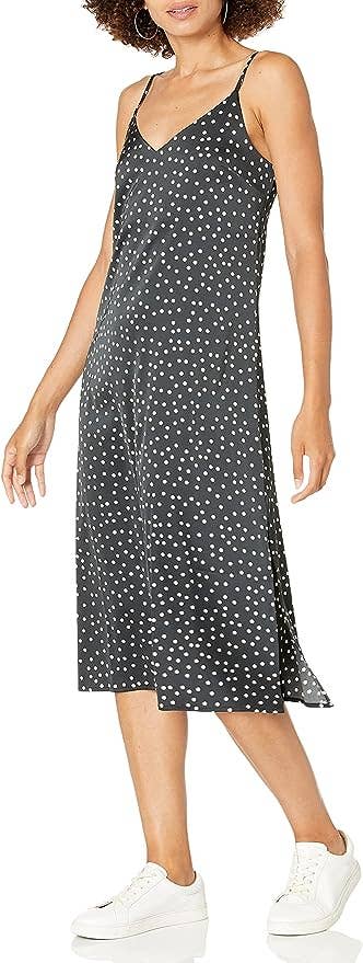 model wearing the dress in polka dot