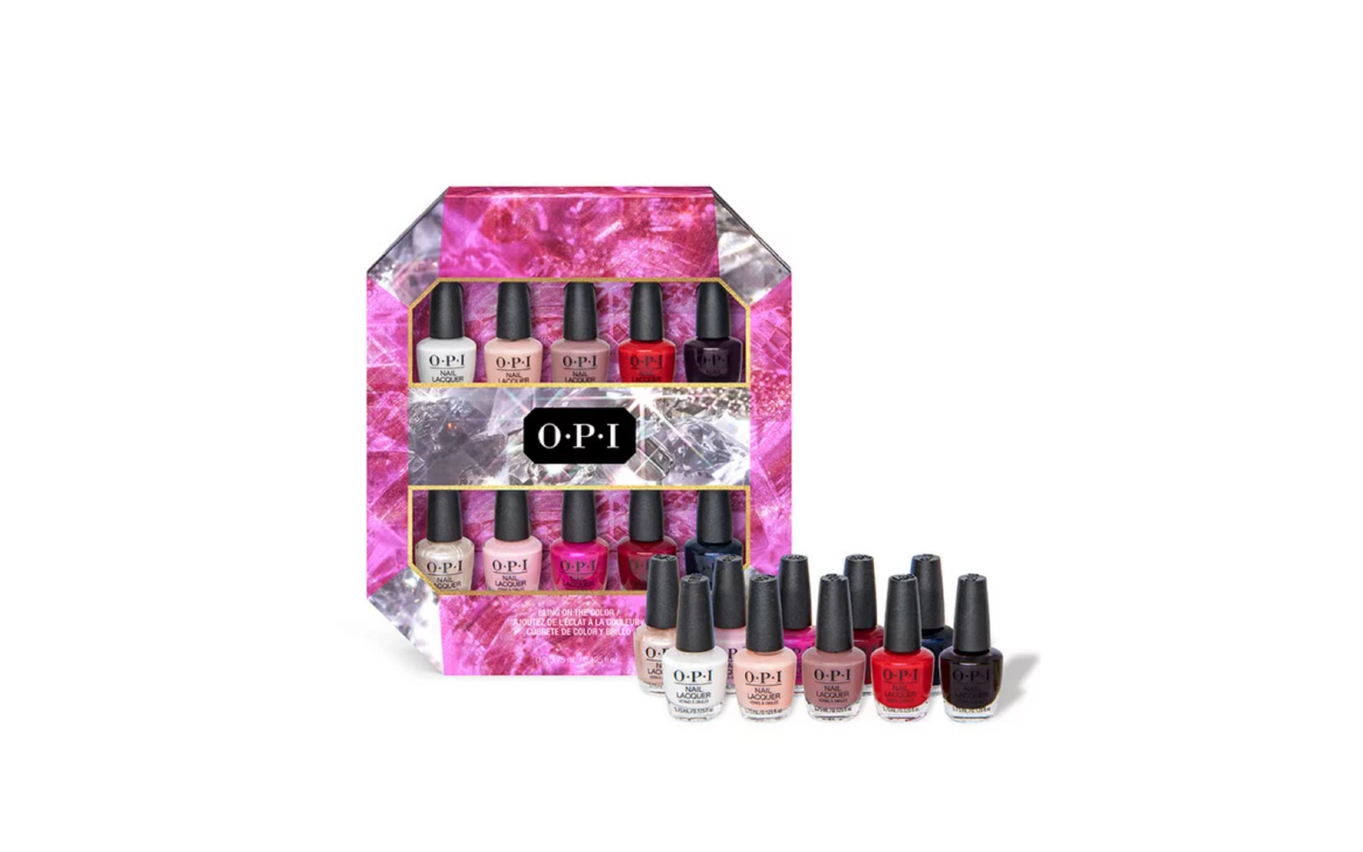OPI nail polish kit in pink, white, red, and berry colors