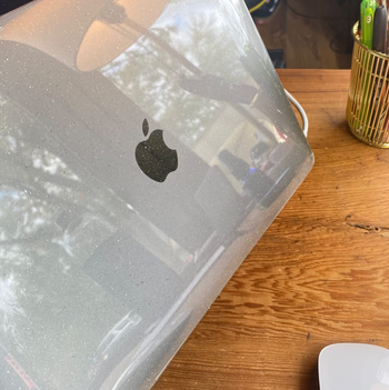 Clear glittery laptop case on a MacBook 