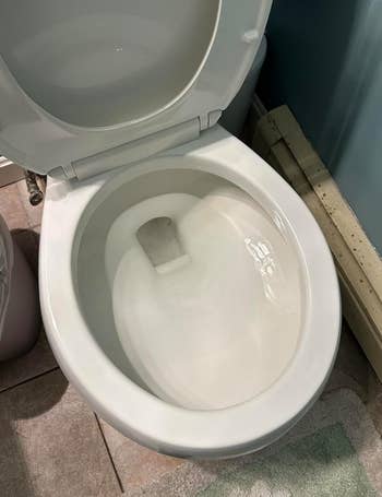 That same toilet bowl after cleaning with stone