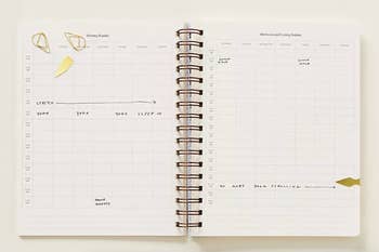 Open planner to show space for morning/evening routines
