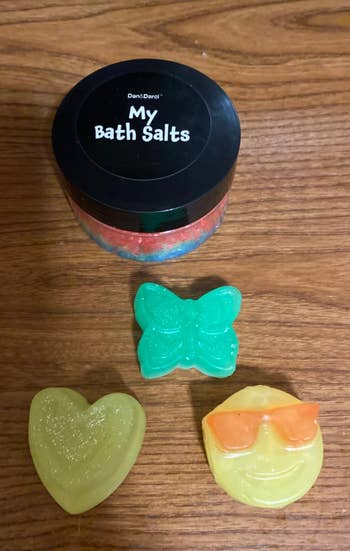 A close up of a reviewer's soap results