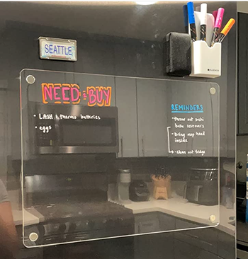 Same board hung horizontally on a fridge