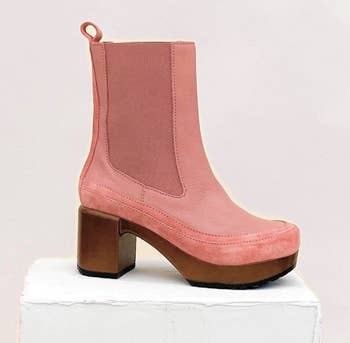 side view of a pink boot