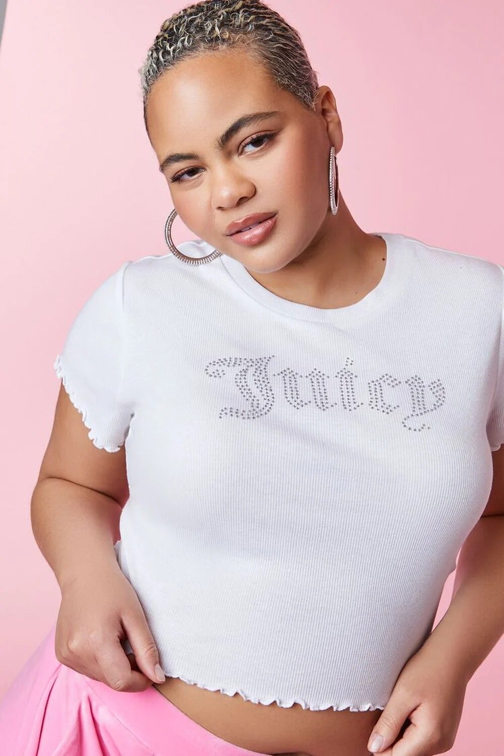 cropped knit baby tee features front