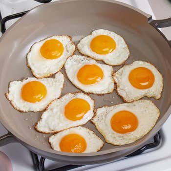 a big our place always pan with a lot of eggs in it