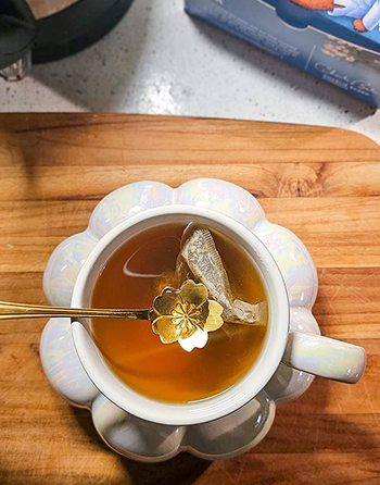 top down view of the cup with tea in it