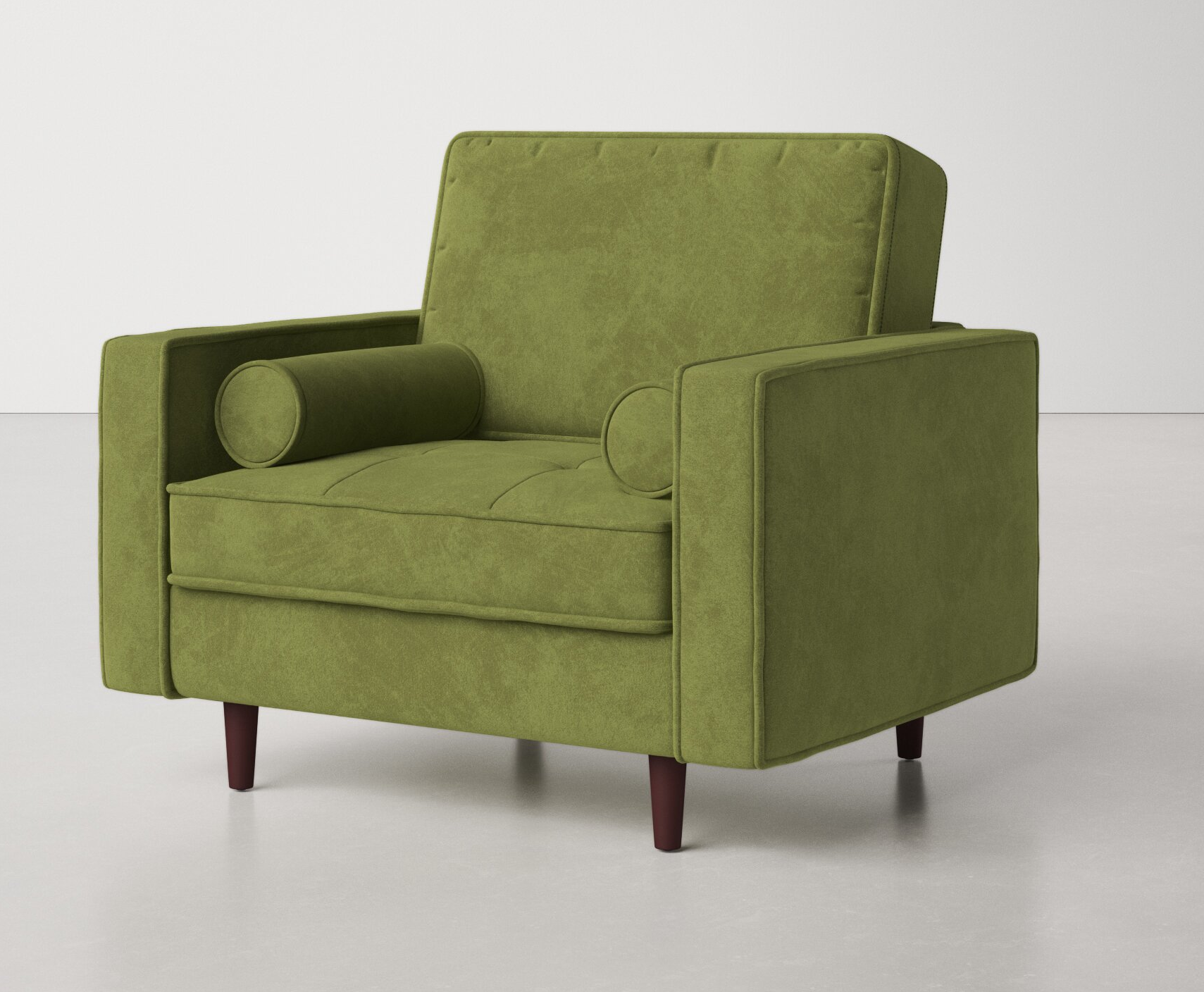 the olive green armchair