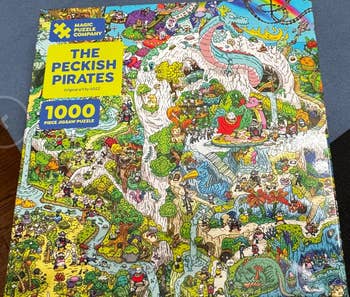 1000-piece jigsaw puzzle featuring a colorful, intricate pirate-themed cartoon landscape by Magic Puzzle Company
