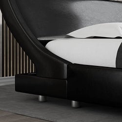 close-up of the top, adjustable curve of the bed frame