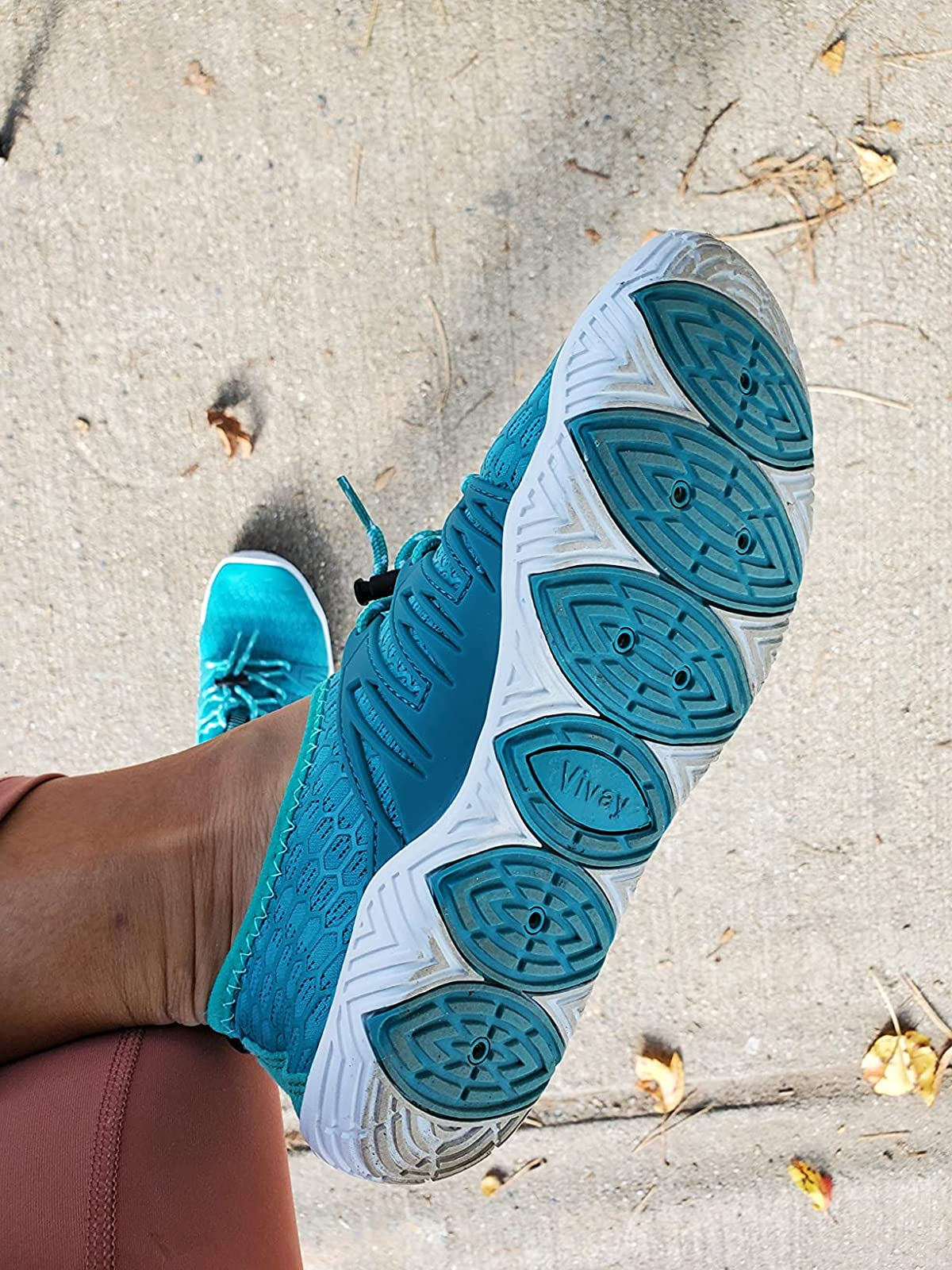 close up   of reviewer showing the underside of the shoe