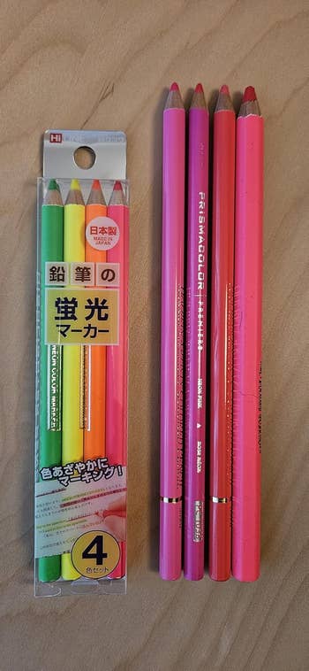 Four neon pencils; 3  unboxed, 1  successful  packaging. Suitable for vibrant drafting  oregon  highlighting