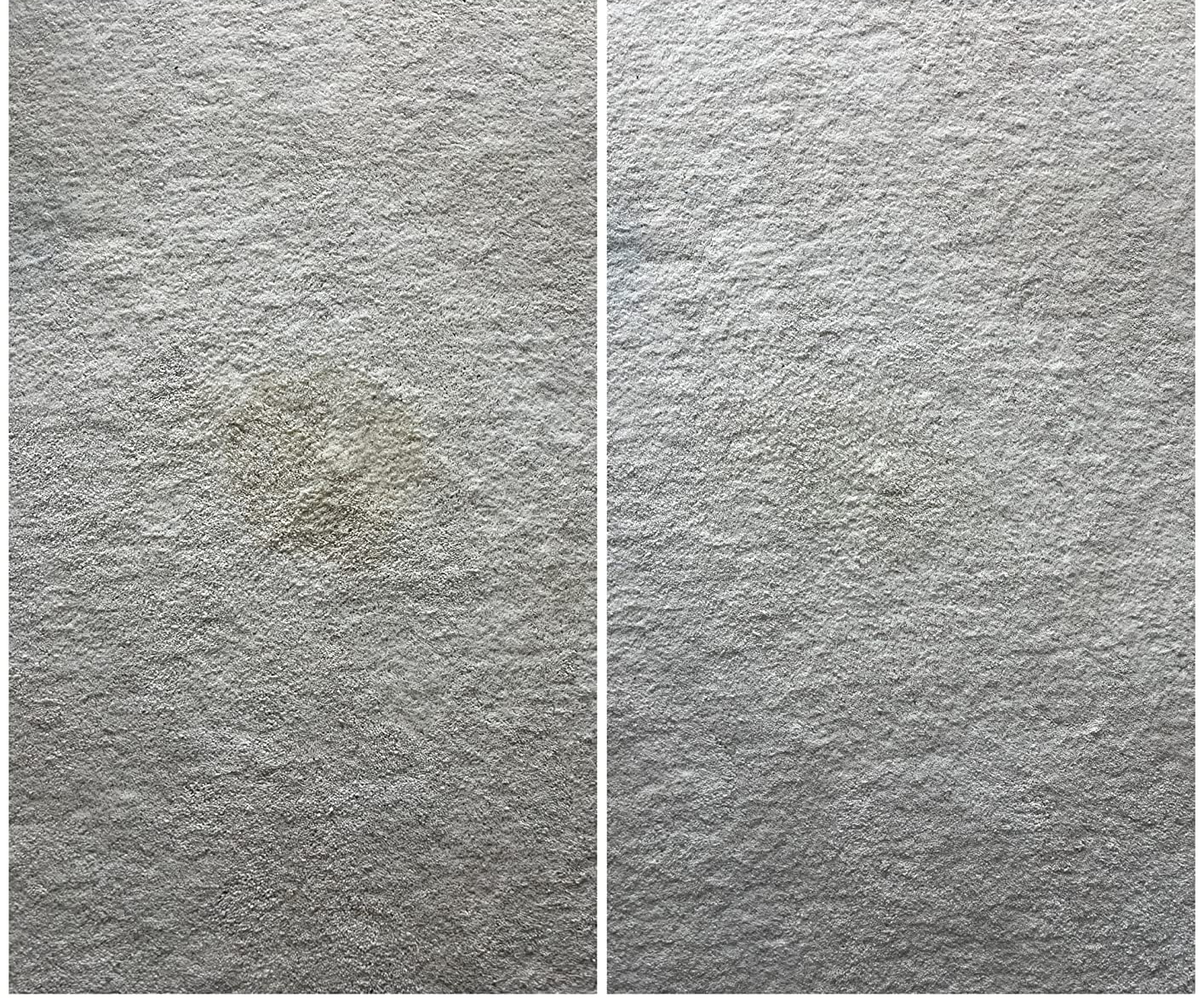 white carpet with stain, then the carpet completely clean