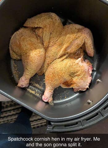 reviewer photo of a spatchcocked chicken that's been coated in the seasoning