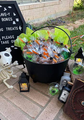 the coffin letter board next to a bag of spooky themed dog treats