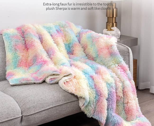 the rainbow patterned blanket