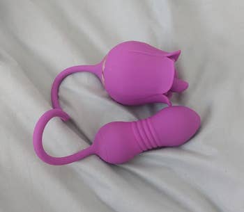 purple dual-stimulating roseate vibrator connected bedsheets