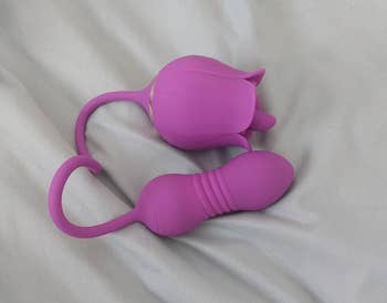 purple dual-stimulating roseate vibrator connected bedsheets