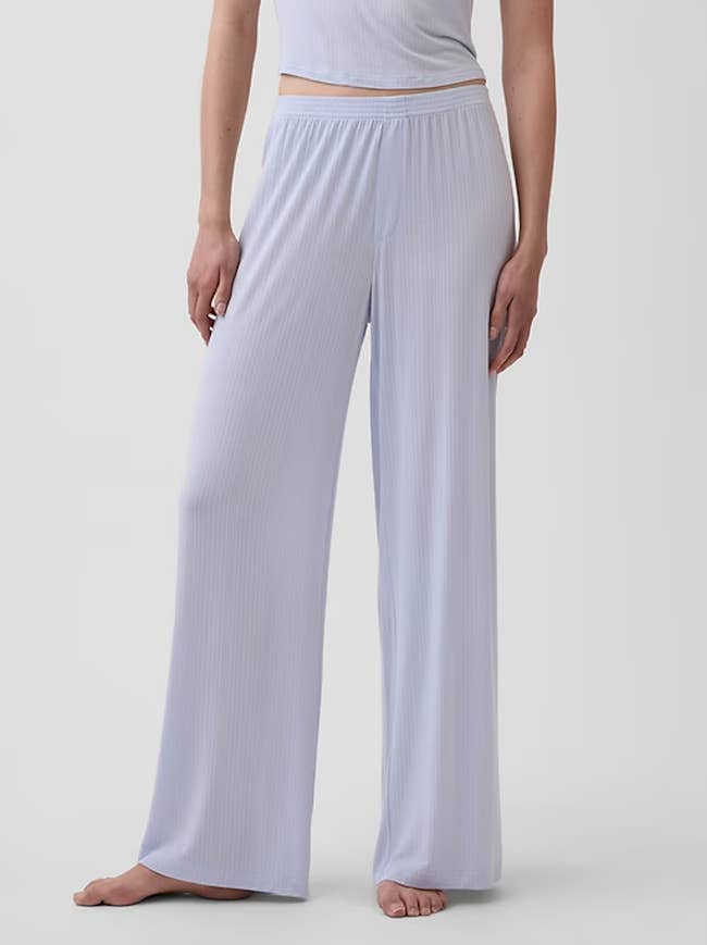 Person wearing loose, comfy loungewear pants. Perfect for relaxed at-home style