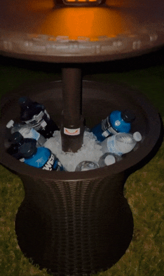 gif of reviewer's table opened revealing ice and drinks inside