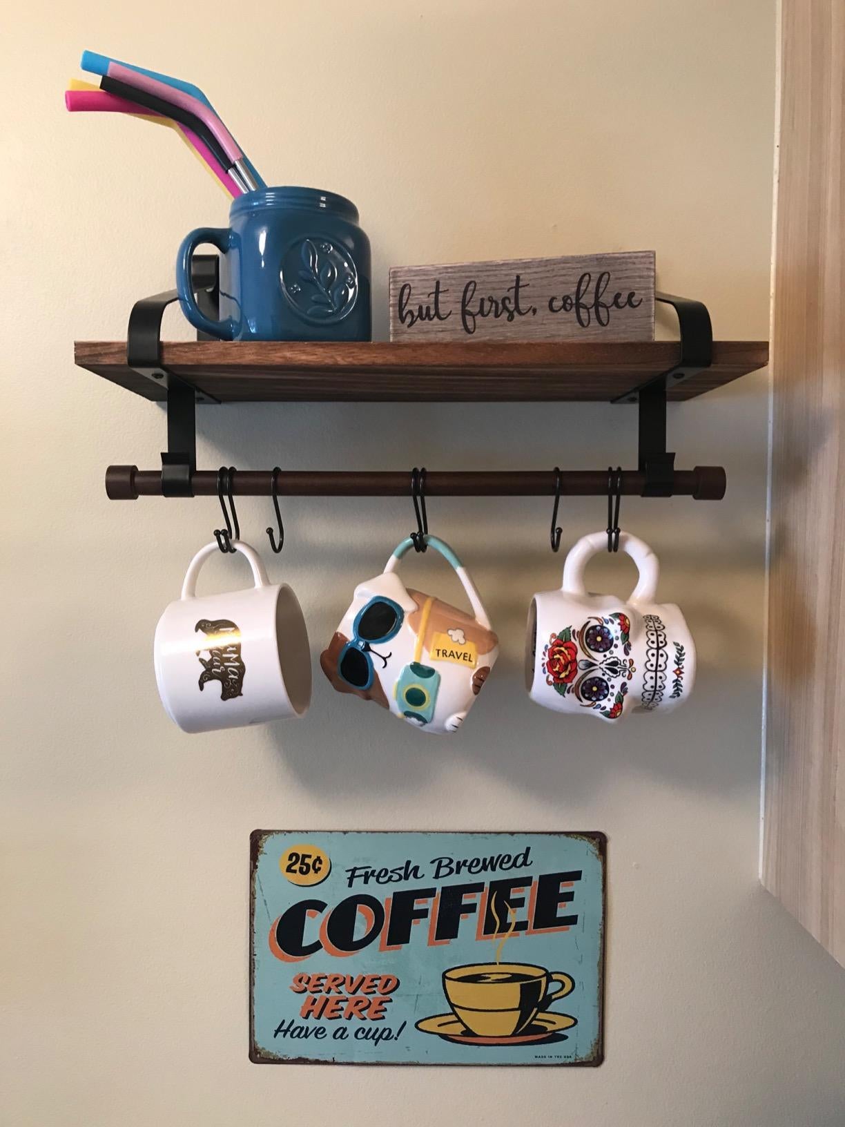 Special Shape Wooden Shelf, Coffee Tea Mug Storage, Wall Mounted