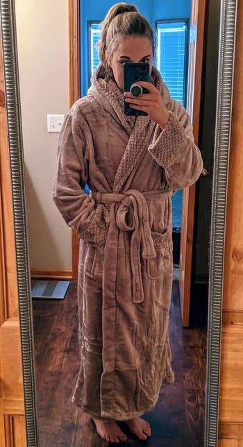 reviewer wearing the mauve robe