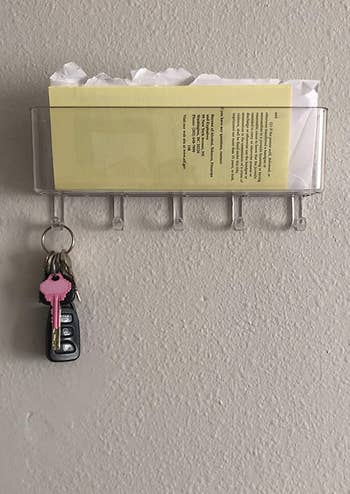 Reviewer's clear mail organizer with hanging keys