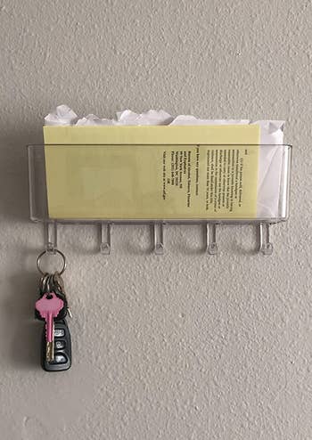 Reviewer's clear mail organizer with hanging keys