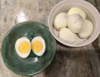 same reviewer with an image of peeled and cooked hard boiled eggs in a bowl
