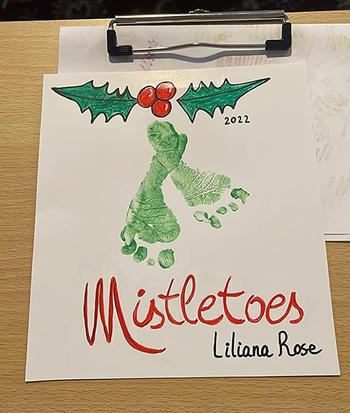 A painted impression of a baby's feet